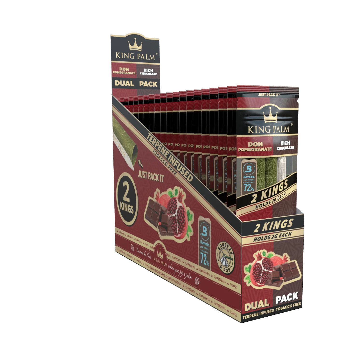 2 King Rolls - Dual Pack - Pomegranate & Chocolate - 20 Units Per Display